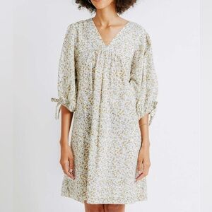 Mirth Belem V-Neck Mini Dress with Puff Sleeves | S